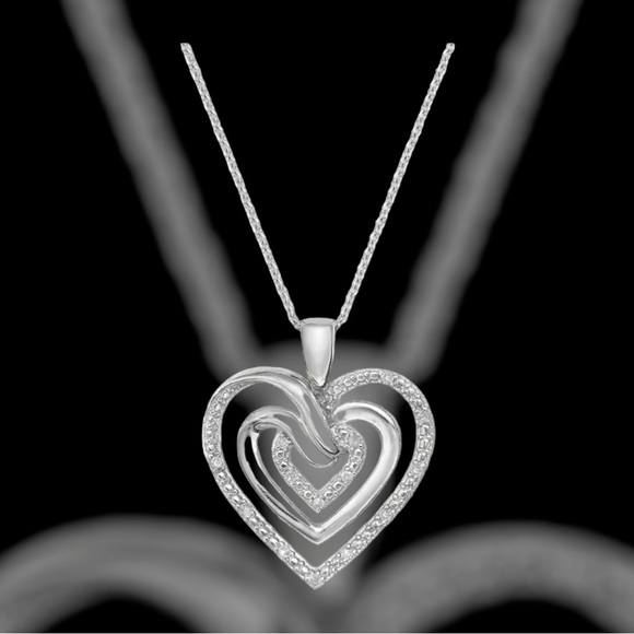 Diamond Multi-Heart 18" Pendant Necklace (1/10 ct. t.w.) in Sterling Silver - Picture 3 of 6